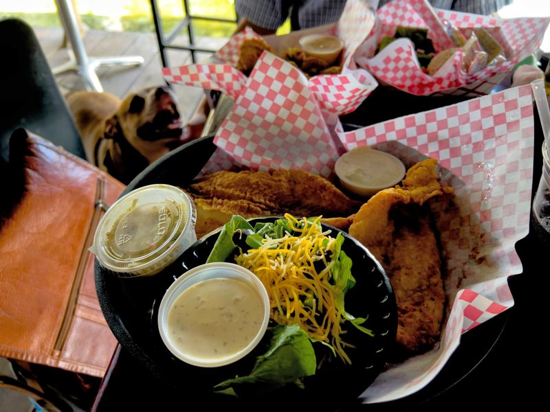 Delicious fried catfish, a classic Floridian meal, can be enjoyed at Big Bass Grill in Lake Panasoffkee.