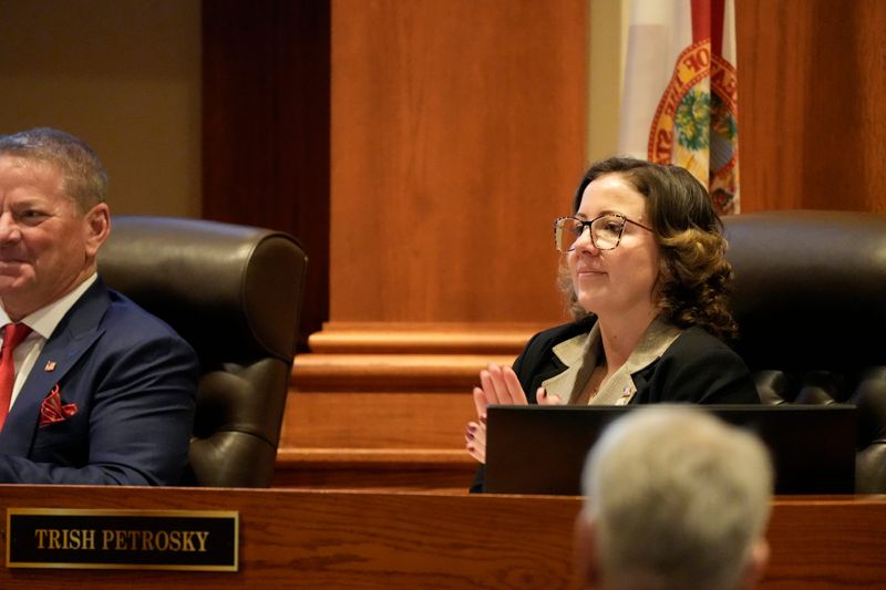 Trish Petrosky listens to county residents on her first day as the newest member of the Lee County Commissioners, Tuesday, Jan. 20, 2026..