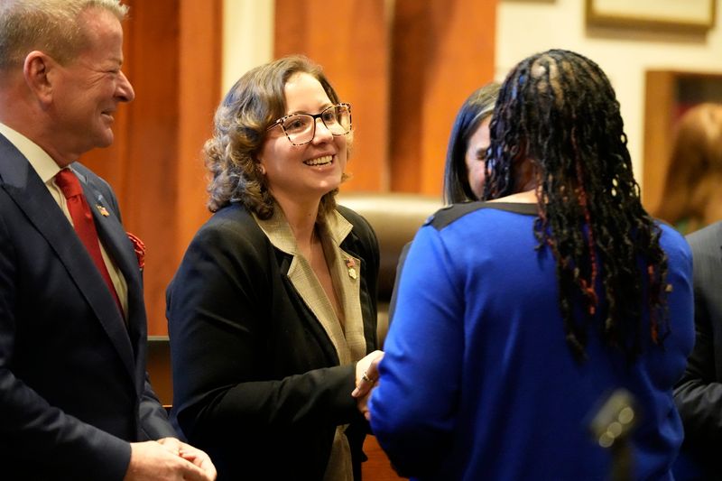 Trish Petrosky listens to county residents on her first day as the newest member of the Lee County Commissioners, Tuesday, Jan. 20, 2026..