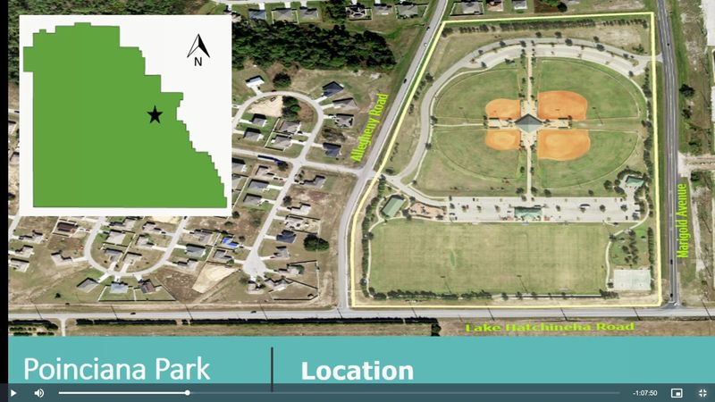 Location map of Poinciana Park to be fitted with new artificial fields and a cricket pitch.