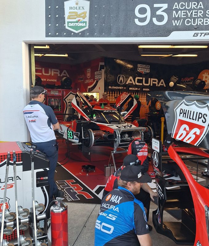 No stones left unturned the day before a Rolex 24. The Meyer Shank Racing team does some late tuning and turning late Friday afternoon on the No. 93 Acura GTP that will start fro the front Saturday.