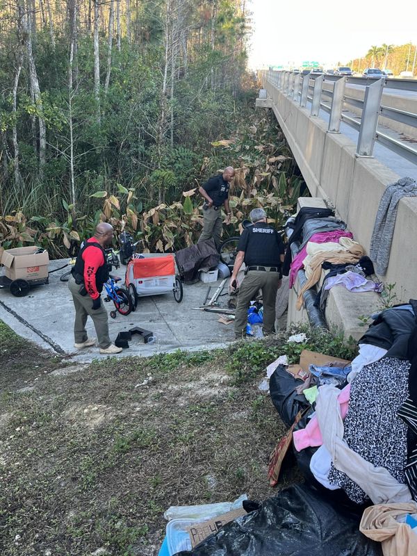 Lee County's Housing, Outreach and Treatment Team continues street outreach amidst the current cold front — at encampments like this one — to connect people experiencing homelessness with resources and housing services.
