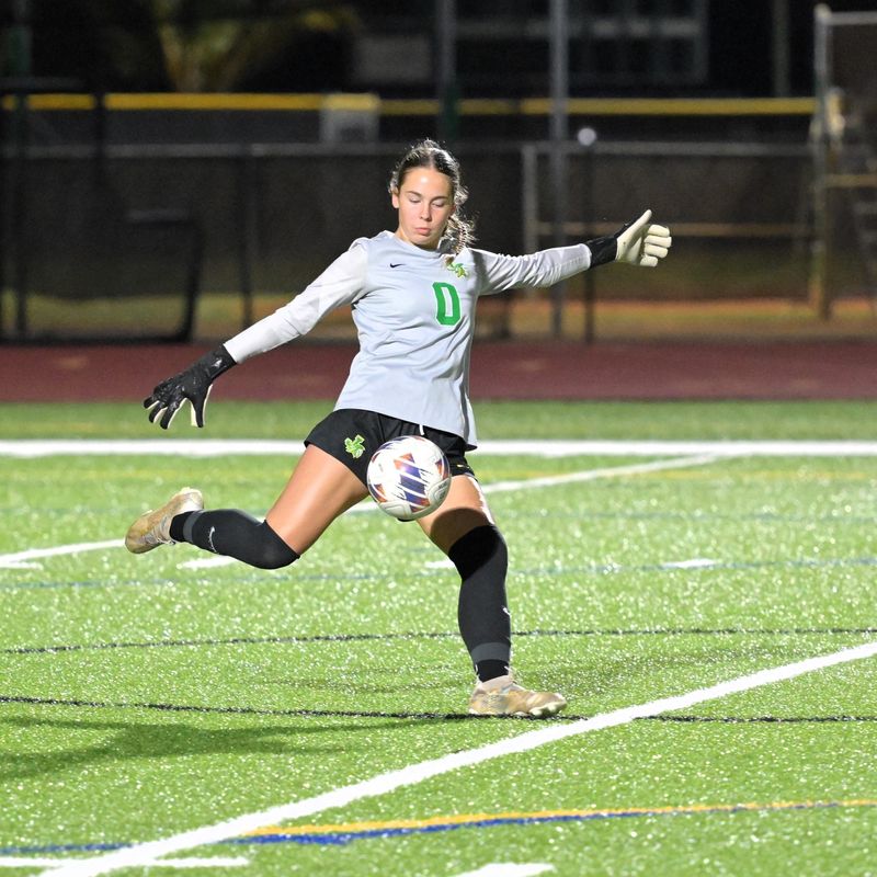 Jupiter's Anna Bellan kicks it away during a district title win against Vero Beach on Jan. 26, 2026.