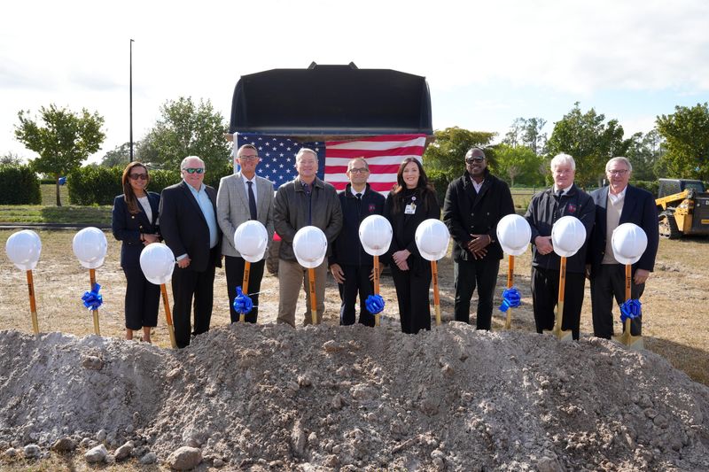 Officials with HCA Florida Lehigh Hospital and the community break ground on a freestanding emergency room off Alico Road south of Fort Myers on Jan. 28, 2026.