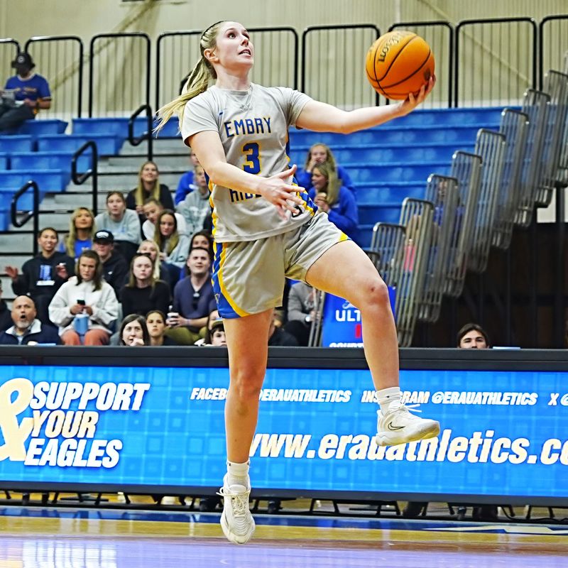 Embry-Riddle’s Kailey Turpening (3) attempts a layup during the game against Florida Tech at the ICI Center, Wednesday, Jan. 28, 2026.