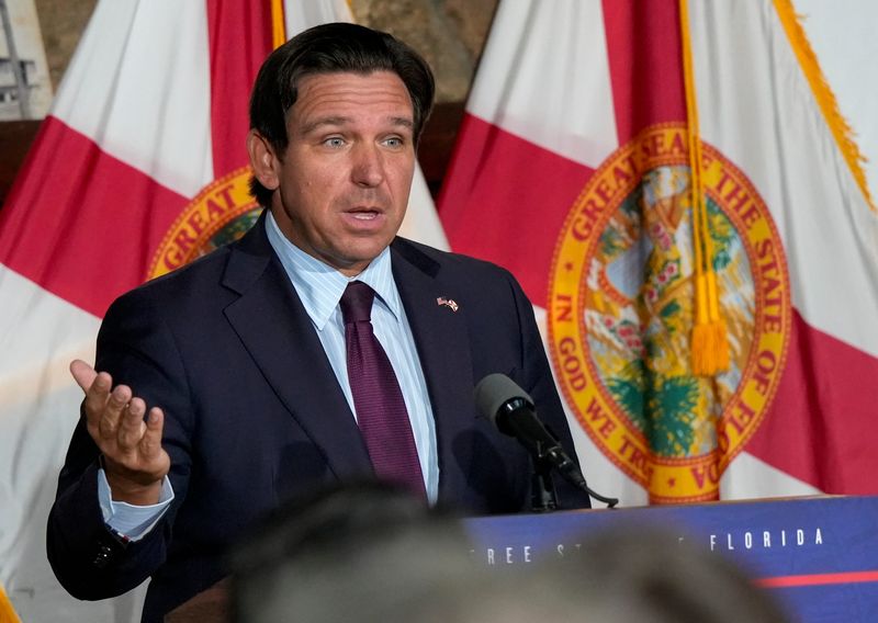 Gov. Ron DeSantis speaks at the Heritage Center, Jan. 30, 2026, in Vero Beach as the city celebrates America’s 250th Anniversary. Vero Beach officials are set to gather at the center that was built in 1935 and served as the Servicemen’s Center during World War II; acting as a gathering space for service organizations to dance and listen to music.