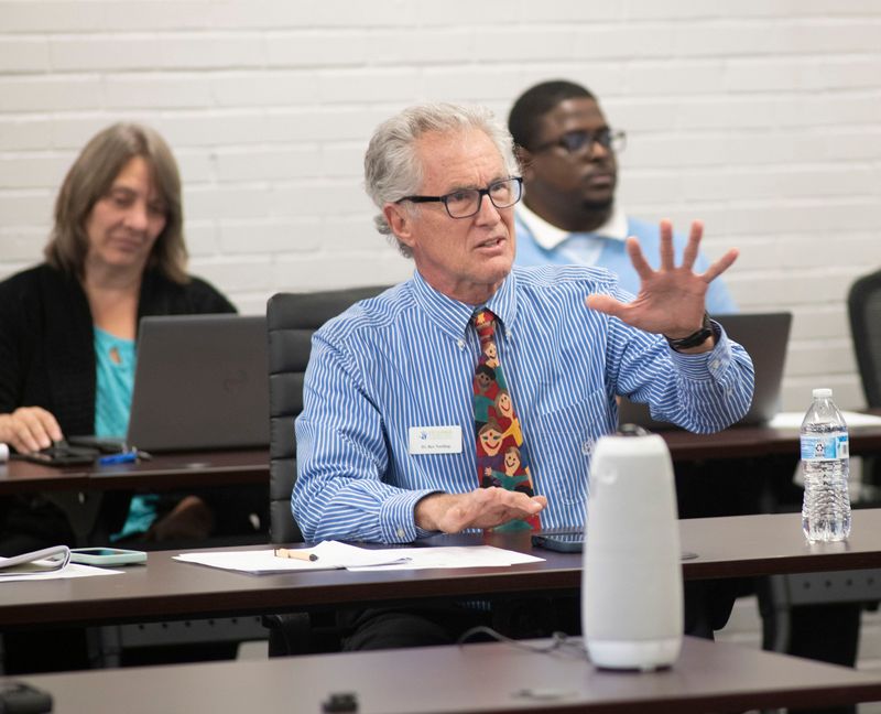 The Escambia County Children’s Trust boardmember Rex Northup speaks on cutting ties with the New World Beleivers organization during a special meeting on Jan. 30, 2026