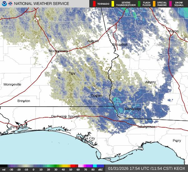 The NWS Tallahassee radar shows a system that could bring some snow flurries to the Tallahassee area.