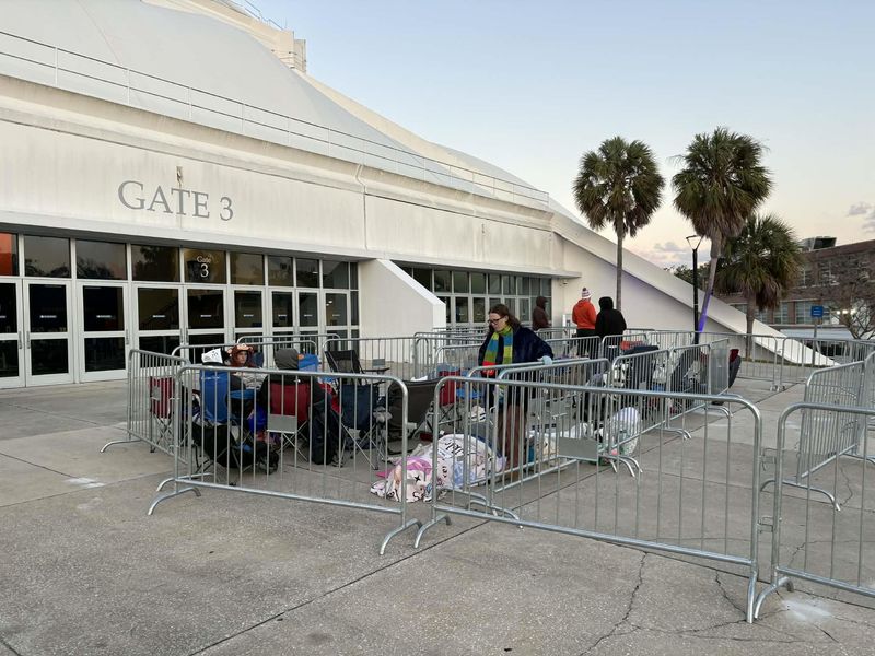 Fans camping outside the O'Connell Center around 6 p.m. Saturday before Sunday's Florida basketball vs. Alabama game