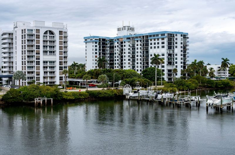 The Portofino South Condominiums, right, at 3800 Washington Road on January 30, 2026, in West Palm Beach, Florida.