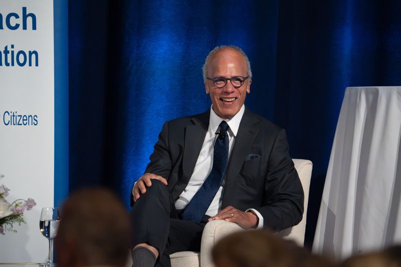 Prominent American journalist and news anchor Lester Holt answers questions during the Palm Beach Civic Association's annual Community Service Award Breakfast at The Breakers on Feb. 2.