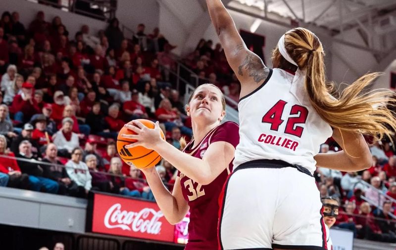 Avery Treadwell attempts a shot on the post with a defender on her. Florida State women's basketball lost to North Carolina State, 83-55, on Feb. 6, 2026.