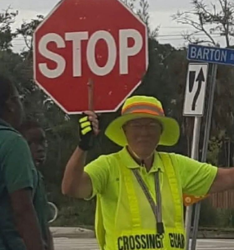Joyce Scarborough, a Rockledge school crossing guard, was hospitalized in critical condition after she was struck by a car while directing traffic near Golfview Elementary School.
