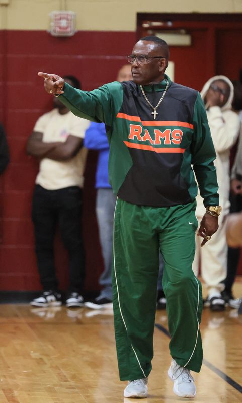 Eastside head coach Herman “Pops” Williams reacts during the 5-4A championship at North Marion High School in Citra, FL on Saturday, February 7, 2026. North Marion beat Eastside 46-38. [Alan Youngblood/Gainesville Sun]