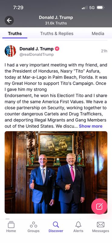 A screenshot of a post that President Donald Trump posted on social media.