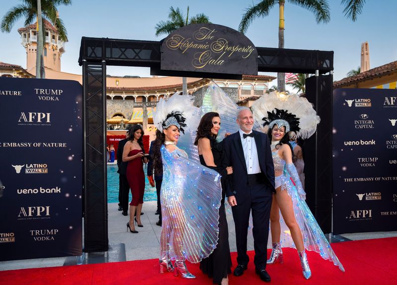 Guests pose for photos at The Hispanic Prosperity Gala at Mar-a-Lago, on February 10, 2026, in Palm Beach, Florida.