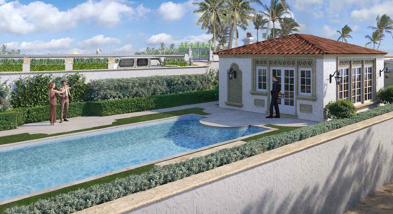 Palm Beach's council on Feb. 11 approved a special exception and zoning variance to allow a beach cabana, seen here in a rendering, to be built at 860 S. Ocean Blvd. in the Estate Section.
