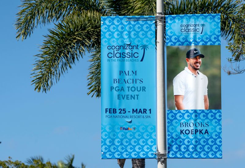 Brooks Koepka is one of the featured golfers this year at the Cognizant Classic in The Palm Beaches with the 17th green in the distance at at PGA National Resort & Spa on February 9, 2026, in Palm Beach Gardens, Florida.