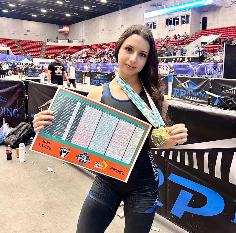 Elena Nava, 17, won the Class 1A State Weightlifting Championship in the Florida High School Athletic Association on Feb. 13 in Lakeland.
