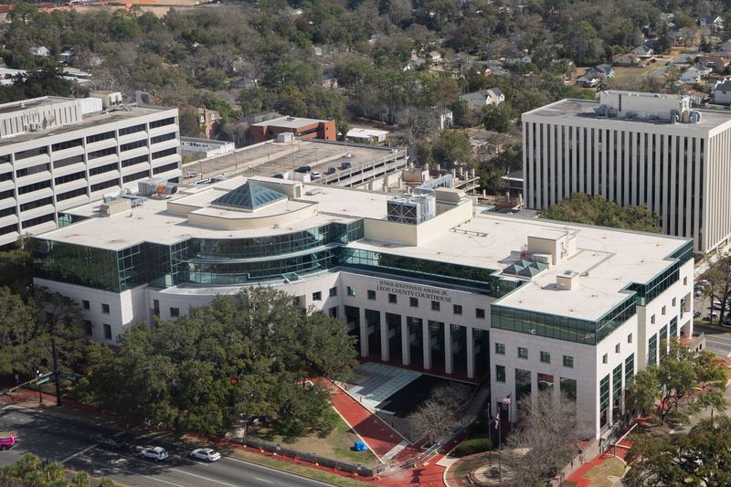 The Leon County Courthouse as seen from the 22nd floor of the Florida capitol building, Wednesday, February. 18, 2026.