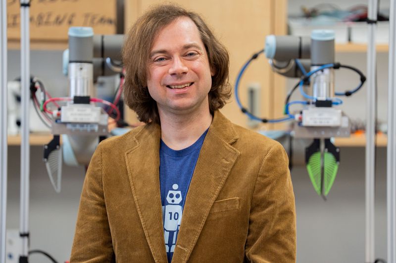 FAMU-FSU College of Engineering professor Christian Hubicki poses in the robotics laboratory Wednesday, Feb. 18, 2026. Hubicki competed on the 50th season of Survivor which will premiere on Feb. 25.