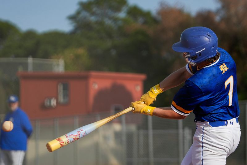 Martin County's Mitch MacPhee in a high school boys baseball game, Feb. 19, 2026, at Port St. Lucie High School.