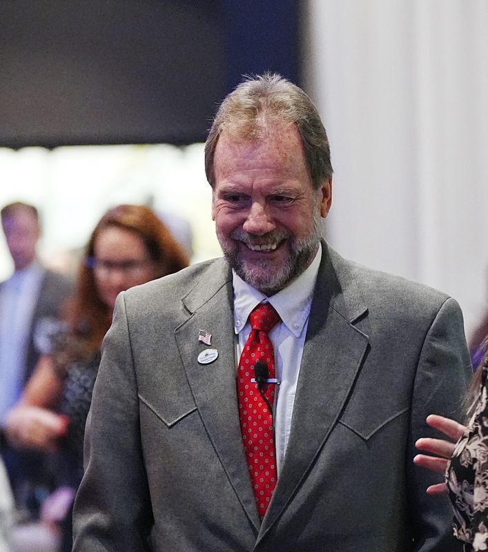 Volusia County Council Chairman Jeff Brower laughs during the "State of the County" event in Deltona on Feb. 25, 2026.