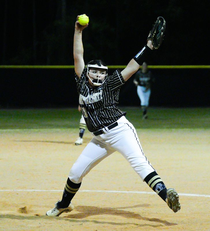 University Christian Naomi Winburn (13) pitches in the seventh inning. Bishop Snyder Cardinals (3-1) hosted University Christian Fighting Christians (3-0) at Bishop Snyder High School Thursday February 26, 2026 in Jacksonville, Fla. University Christian defeated Bishop Snyder 4-1 in seven innings. [Doug Engle/Florida Times-Union]