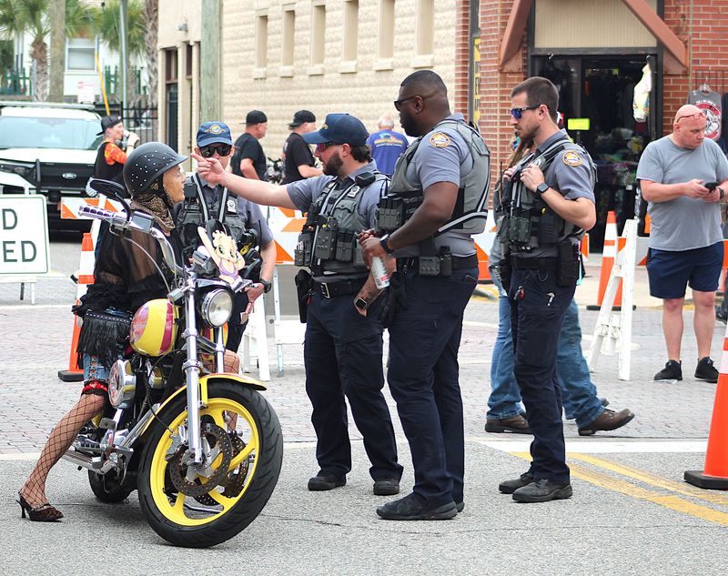 Barbara Spurlock, aka Sparky Betty Boop, was warned by Daytona Beach police on Friday, Feb. 27, 2026, for revving the engine on her motorcycle on Main Street during Bike Week.