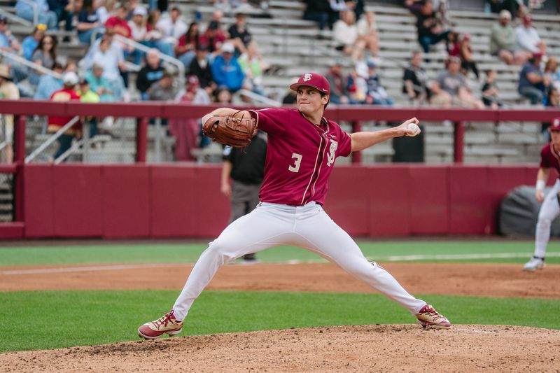 Trey Beard throws a pitch against the Citadel on Saturday, Feb. 28, 2026, at Dick Howser Stadium in Tallahassee, Florida