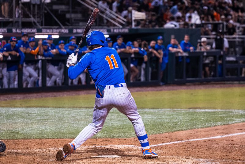 Florida shortstop Brendan Lawson at bat against the Miami Hurricanes.