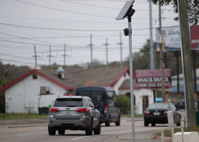 Flock cameras in use near the intersection of Fairfield Drive and North Davis Highway on March 3, 2026.