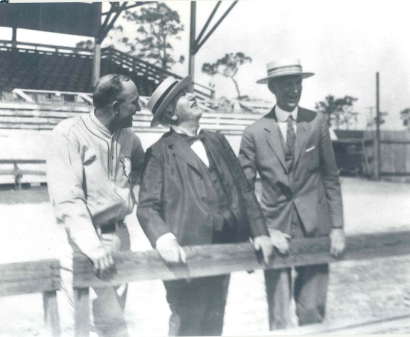 Ty Cobb, Thomas Edison, and Connie Mack at Terry Park in 1927.