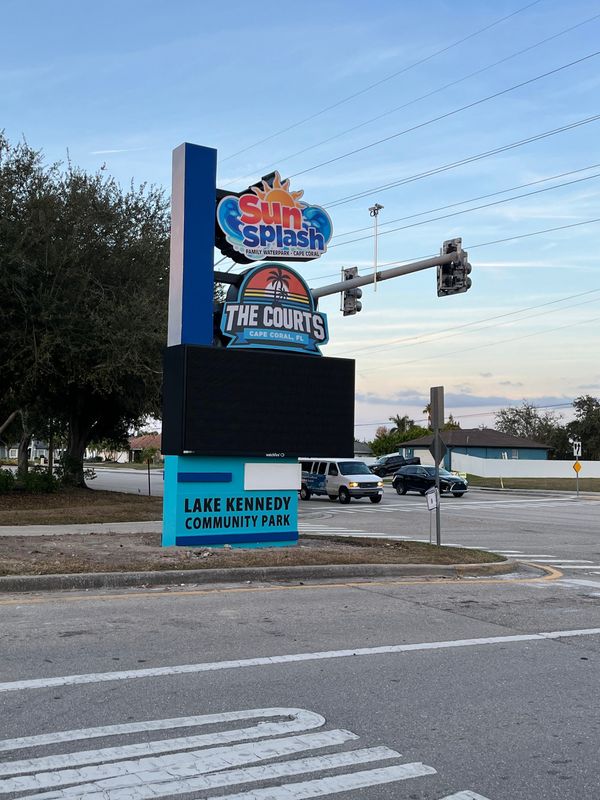 The new electronic sign at Lake Kennedy Community Park in Cape Coral Jan. 11, 2026, shortly after installation.