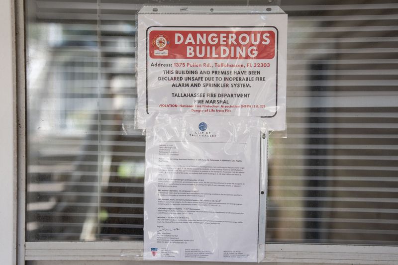 Notices posted throughout the Terra Lake apartment complex notified residents that the complex was being condemned for not being up to code with the fire department. By Tuesday, March, 3, 2026, a few residents were collecting their final belongings.