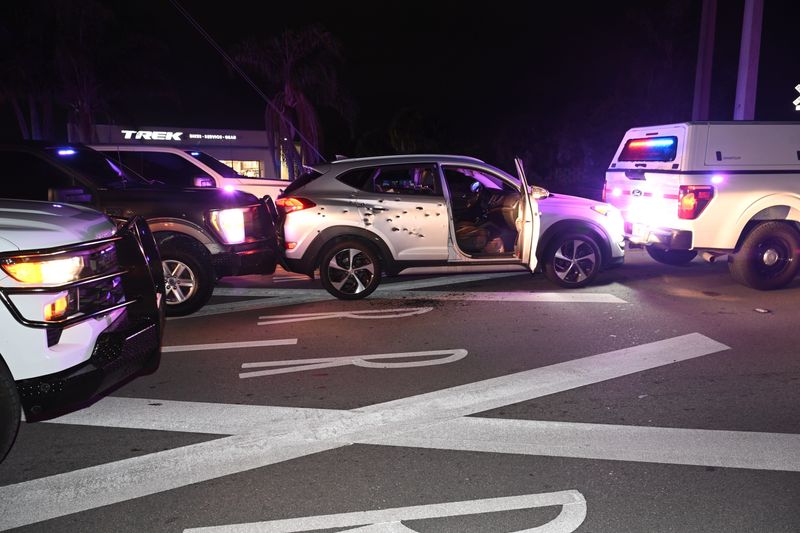 Three Indian River County sheriff’s deputies, a Martin County sheriff’s deputy and a U.S. marshal attempted to arrest a man who had a warrant out of Colorado about 8:30 p.m. March 2, 2026, at 12th Street and Commerce Avenue in Vero Beach when the man started shooting. The team returned fire at the man who was in the vehicle pictured here. He was taken to a hospital. The marshal and a deputy were injured, according to Indian River County Sheriff Eric Flowers.