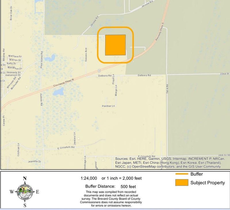 This 11-acre borrow pit on Merritt Island is proposed to be expanded to 37.5 acres to support new construction at NASA's Kennedy Space Center.