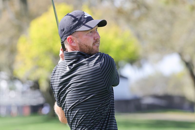 Mar 5, 2026; Orlando, Florida, USA; Daniel Berger plays his shot from the seventh tee during the first round of the Arnold Palmer Invitational golf tournament. Mandatory Credit: Reinhold Matay-Imagn Images