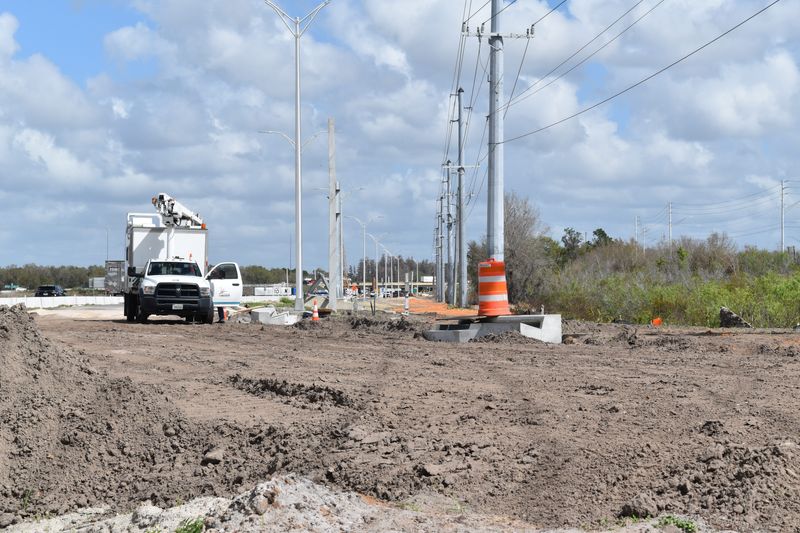 Road construction continues on State Road 33 in Lakeland between Combee Road and Interstate 4 on March 6, 2026. The road is being widened and the interchange at I-4 rebuilt by the Florida Department of Transportation.