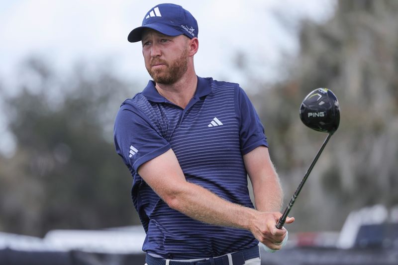 Mar 6, 2026; Orlando, Florida, USA; Daniel Berger plays his shot from the eighth tee during the second round of the Arnold Palmer Invitational golf tournament. Mandatory Credit: Reinhold Matay-Imagn Images
