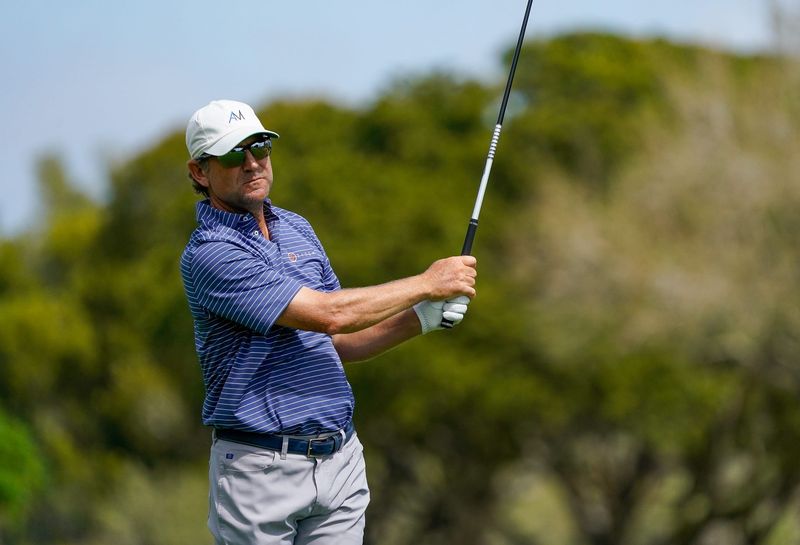 George McNeill watches his tee shot on the sixth hole during the final round of the James Hardie Pro Football Hall of Fame Invitational at The Old Course at Broken Sound Club on Sunday, March 8, 2026, in Boca Raton, FL.
