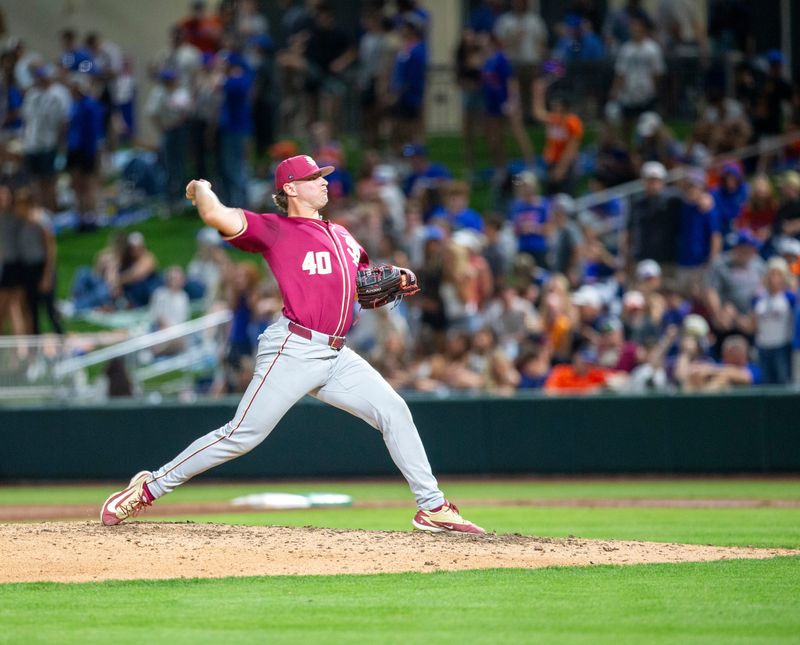Florida State pitcher Brodie Purcell (40) in relief against UF, March 10, 2026, at Condron Family Ballpark in Gainesville, Florida.The Gators beat the Seminoles 6-3. [Cyndi Chambers/ Gainesville Sun] 2026