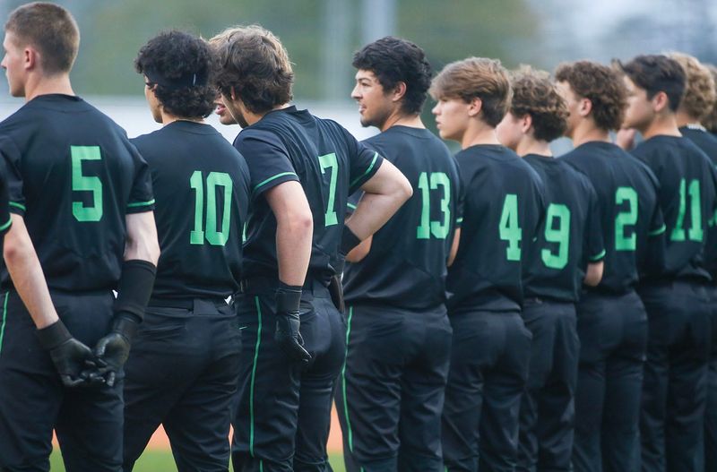 Choctaw players line up for the start of the Niceville Choctaw baseball game at Niceville.