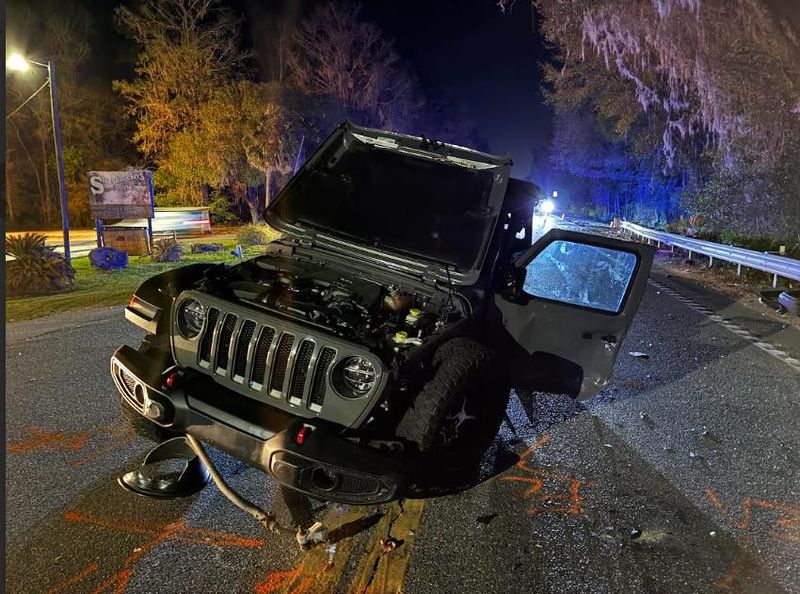 FHP troopers said this Jeep was one of three vehicles involved in a wreck in southwest Marion County where one person was killed on March 11, 2026.