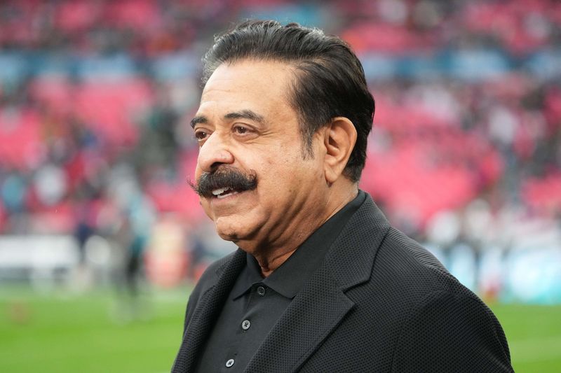 Oct 20, 2024; London, United Kingdom; Jacksonville Jaguars owner Shad Khan during an NFL International Series game against the New England Patriots at Wembley Stadium. Mandatory Credit: Kirby Lee-Imagn Images