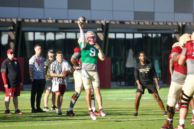 Kevin Sperry takes snaps as Florida State football held a spring practice on Friday, March 13, 2026, at the Seminoles' practice facility.