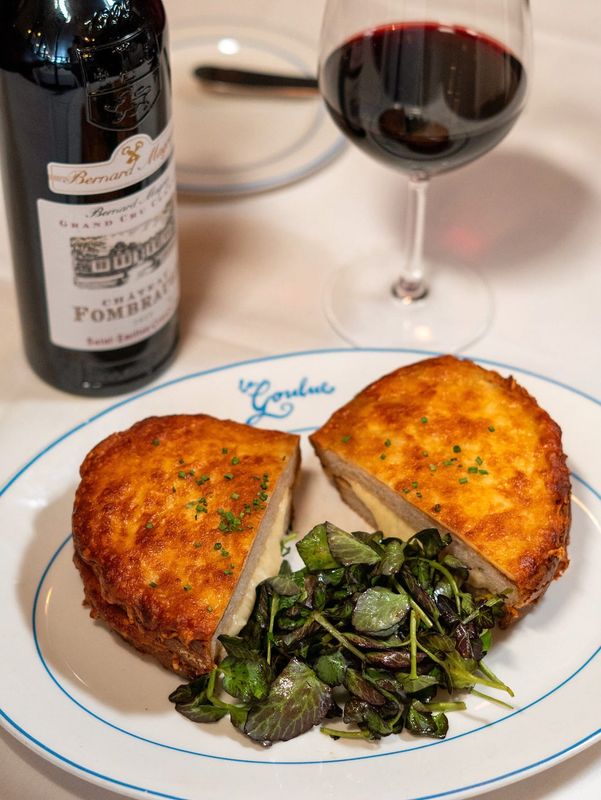 La Goulue offers a hot Croque Monsieur sandwich.