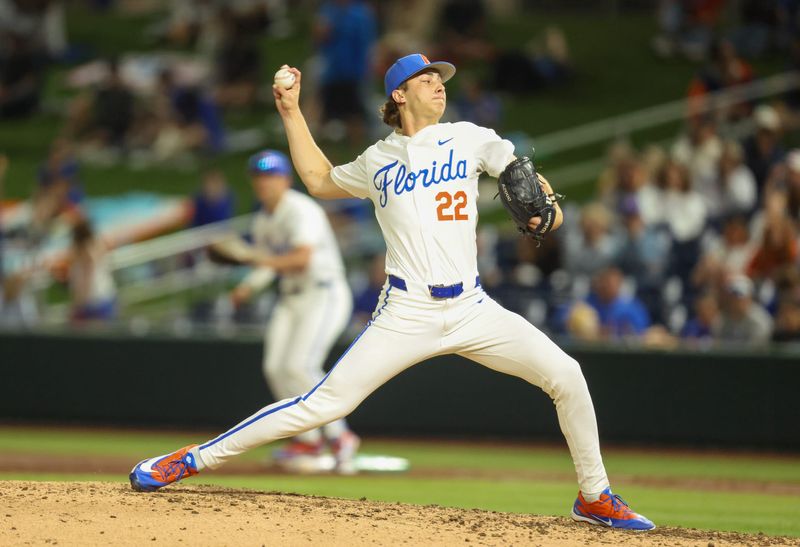 Florida pitcher Jackson Barberi (22) pitches during an NCAA baseball game at Condron Ballpark in Gainesville, FL on Friday, March 13, 2026. [Alan Youngblood/Gainesville Sun]