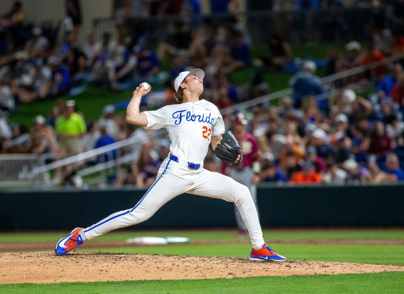 Florida pitcher Jackson Barberi (22) in relief against FSU, March 10, 2026, at Condron Family Ballpark in Gainesville, Florida.The Gators beat the Seminoles 6-3. [Cyndi Chambers/ Gainesville Sun] 2026