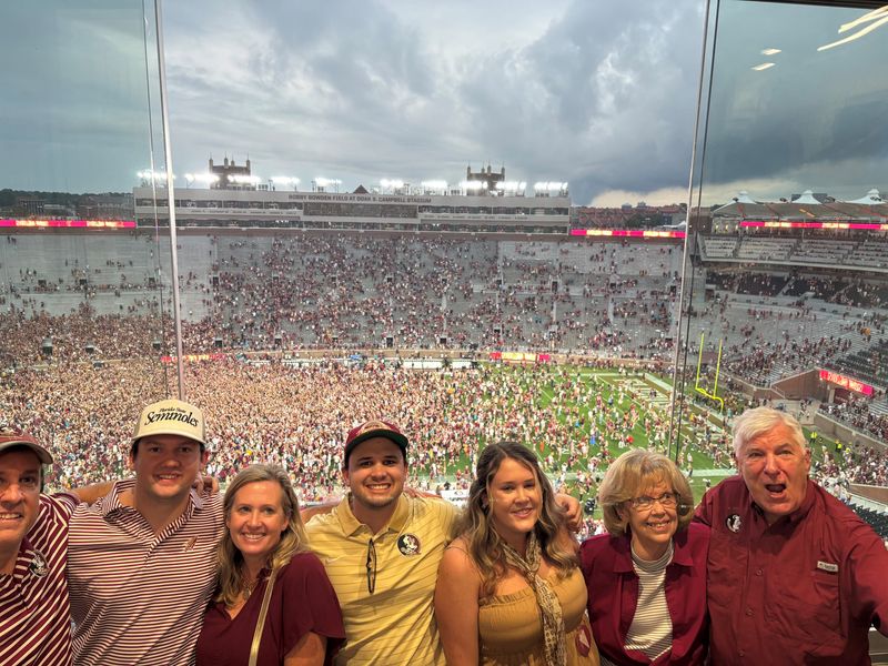 The Hobbs family at Doak Campbell Stadium following FSU's victory over Alabama in 2025.